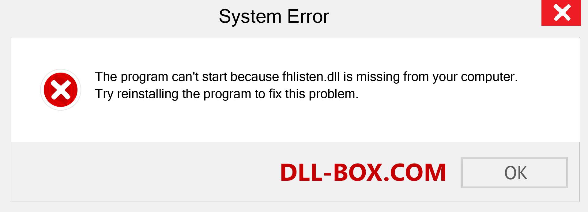  fhlisten.dll file is missing?. Download for Windows 7, 8, 10 - Fix  fhlisten dll Missing Error on Windows, photos, images